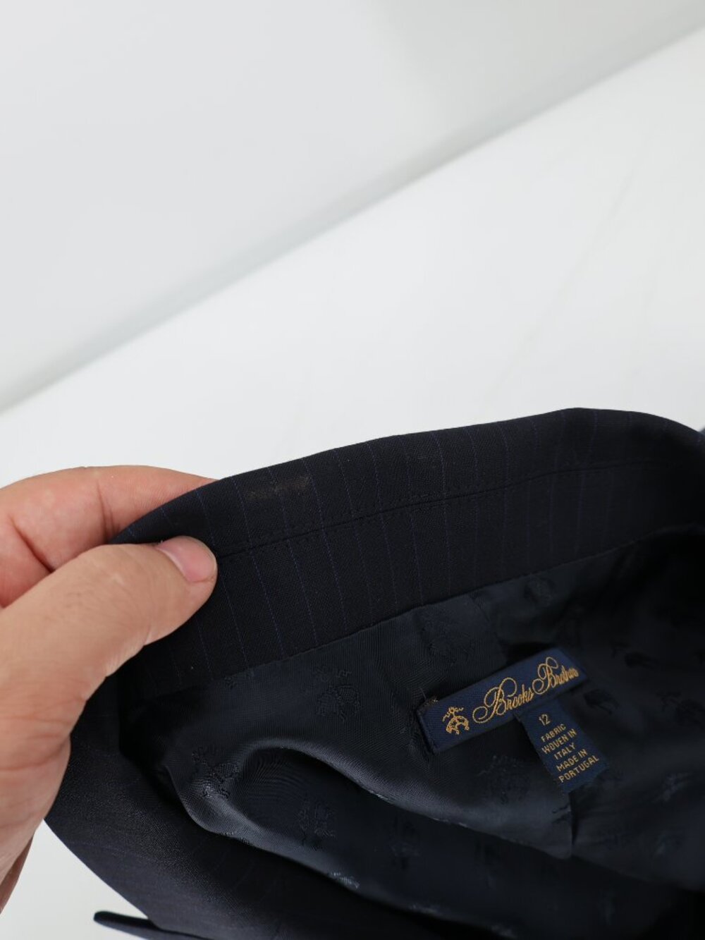 Brooks Brothers Blazer Women 12 peak lapel Wool Blend business work Blue Striped - Picture 9 of 15